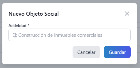 nuevo objeto social