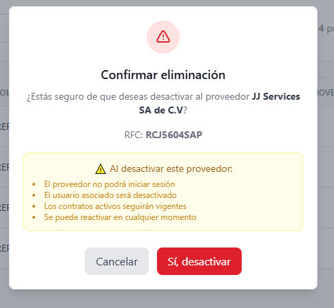 confirmar proveedor