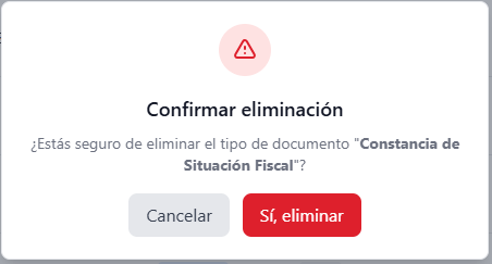 confirmar tipo de doumento
